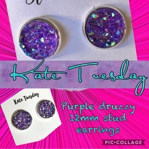 Kate Tuesday beautiful gem stone stud druzzy ear